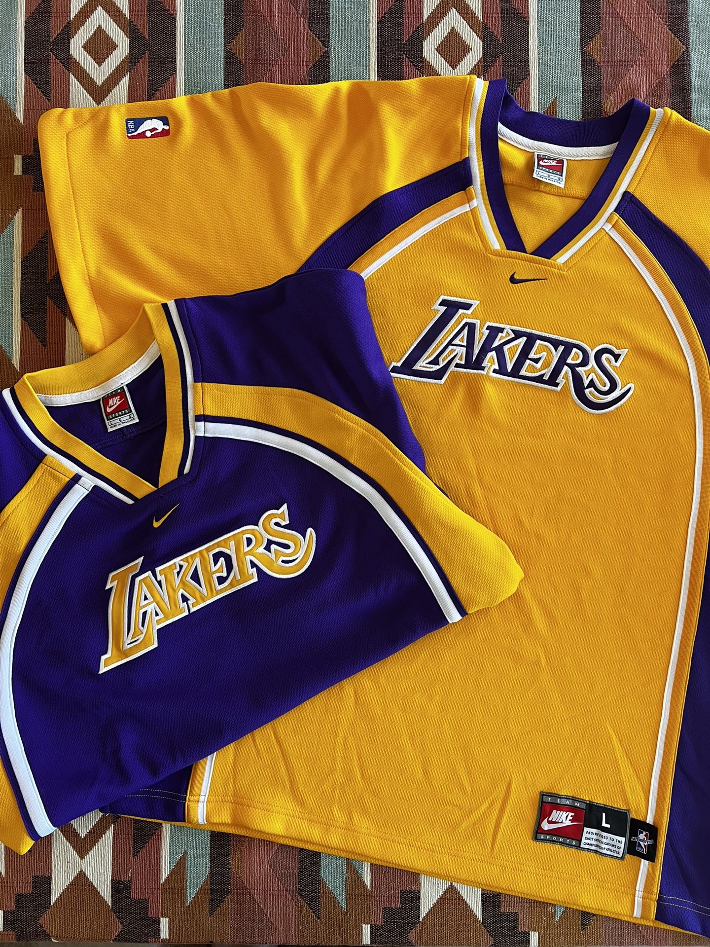 NBA Vtg 90’s Nike Set of 2 Los Angeles Lakers Warm Up Shooting Jersey Men’s L