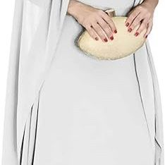 White Chiffon Dress With Cape Scoop Neck