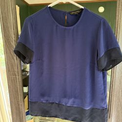 Banana Republic Blue and Black Boxy Blouse