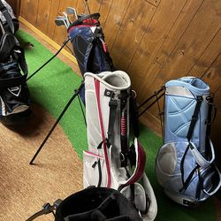 GOLF/ Carry / stand bags w double strap, super lightweight and easy, many zippered compartments, $89 each