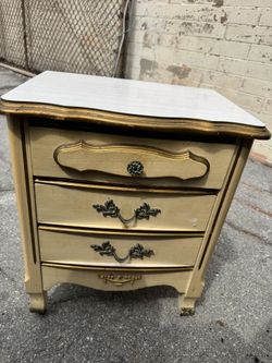 Vintage French Provincial Nightstand - Ornate Gold Trim