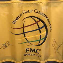 Tiger Woods & David Duval Signed Pin Flag
