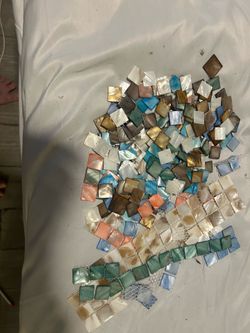 Assorted colorful mother of pearl mosaic tiles