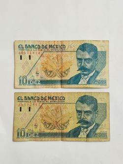 Mexico 10 Pesos Notes / Billetes de 10 Pesos