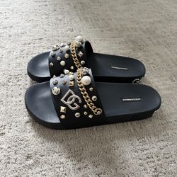 Dolce&Gabbana Embezzled gold slides size 43