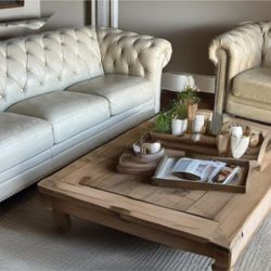Allington 2-piece Top Grain Leather Set Sofa, Chair