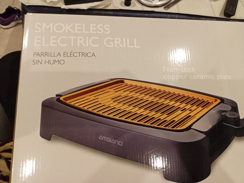 Brand New Smokeless Electric Non-stick Copper Ceramic Plate Grill In The Box 