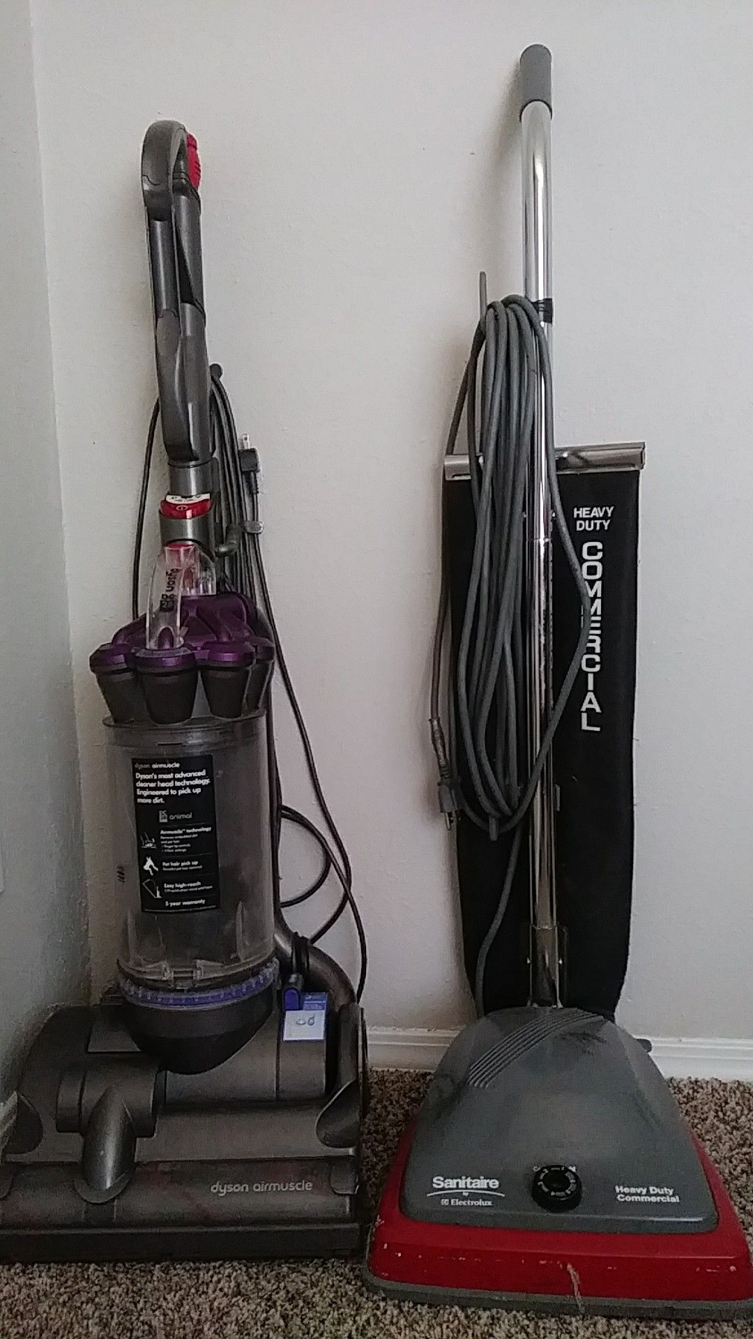 Dyson and Sanitaire Commercial vaccums