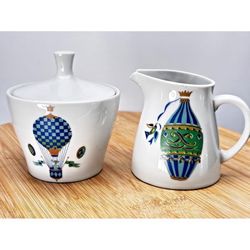 Vintage MCM Georges Briard "Fancy Free" Balloon & Celestial design Cream Sugar