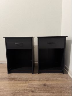 Black Nightstands, Set of 2