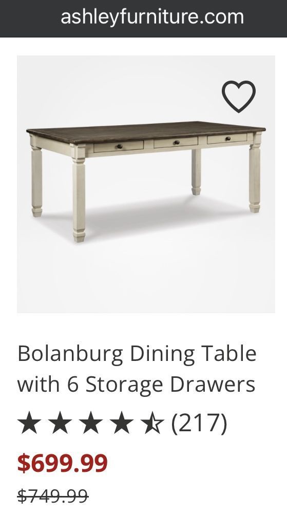 Bolanburg Dining Table with 6 Storage Drawers