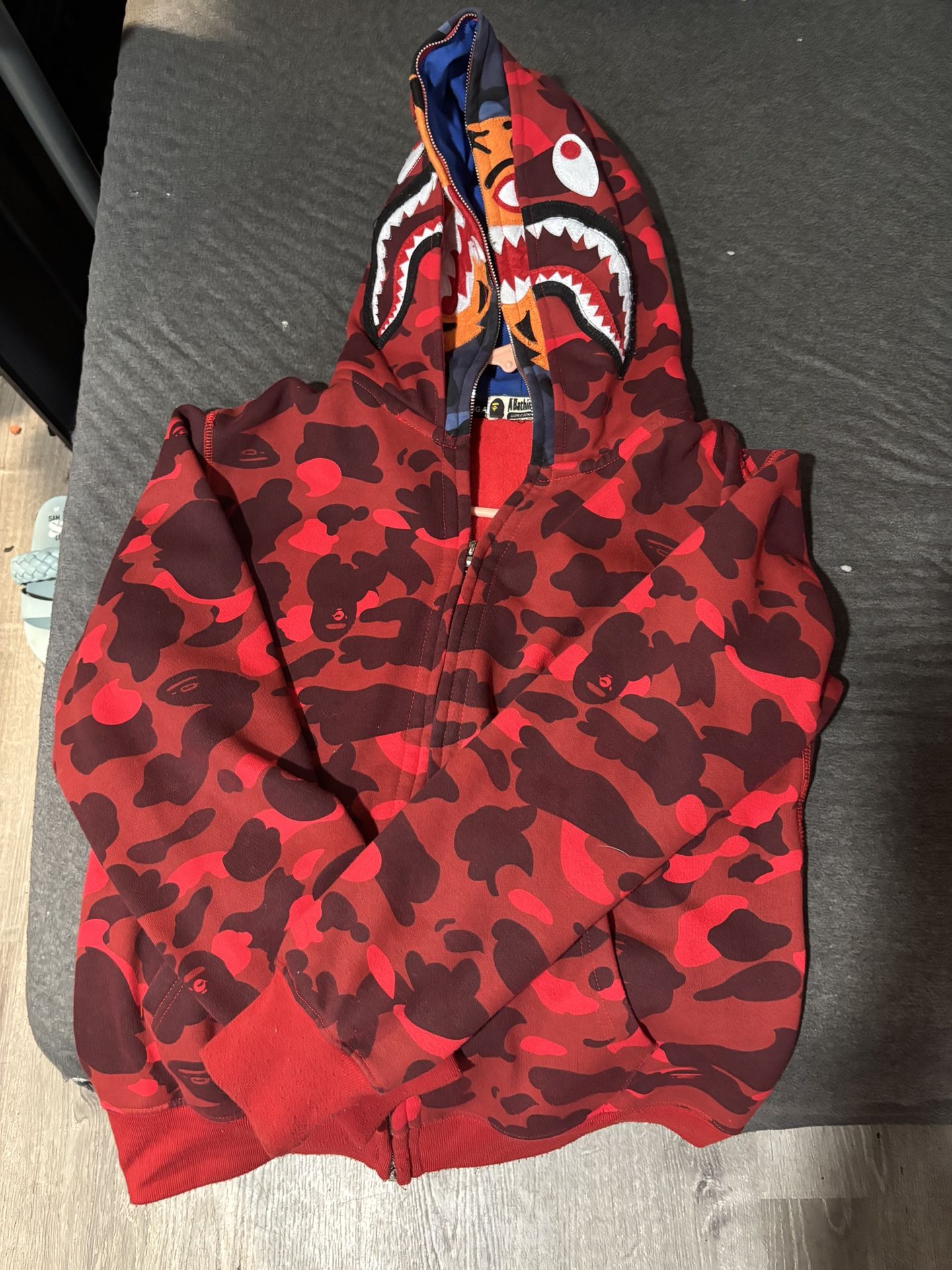 Red Bape Hoodie Blue Tiger Red Shark
