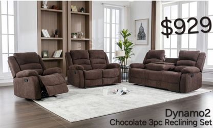 Dynamo2 Chocolate 3pc Reclining Set