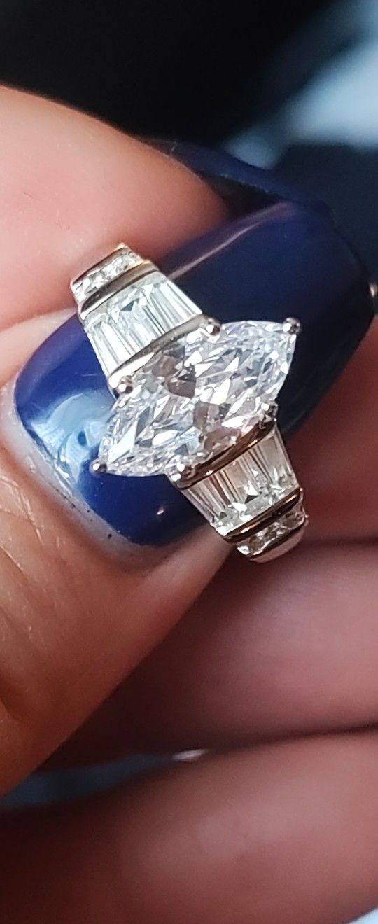 NEW Marquise Cut Cubic Zirconia Set In sterling Silver s 5 & 6
