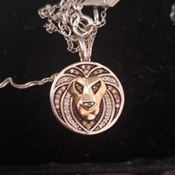 Black and white  diamonds, 10 karat yellow gold, sterling silver, 17 in