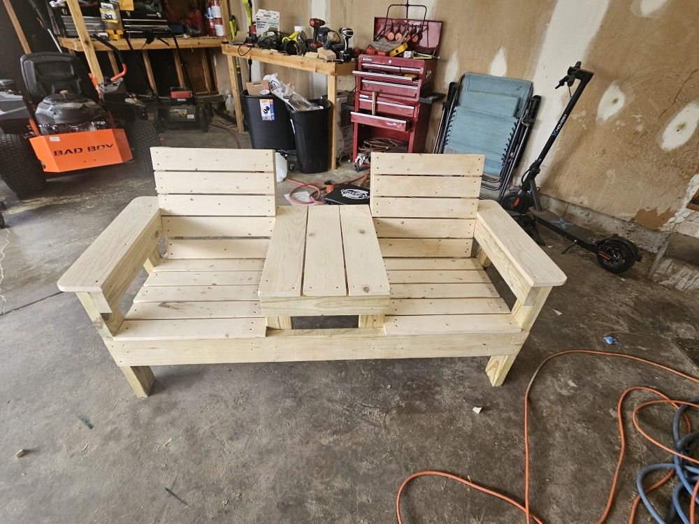Two Seat Bench With Table
