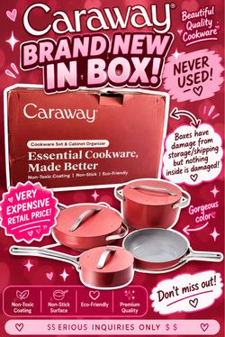 💕 BRAND NEW CARAWAY COOKWARE SET 🩷 Never Used! Premium Pots & Pans — Box Damaged, Contents Perfect!