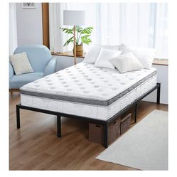 Queen mattress—firm hybrid pocket coil and memory foam.
