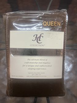 Home  Collection Platinum  1800 Brown Queen Size Bed Skirt Microfiber  60” X 80” + 14”