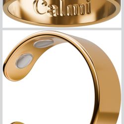 CALMI - Magnetic Wellness Ring 18K Gold Plated with Adjustable Stainless Steel Design | Wearable Magnetic Field Accessory for General Wellbeing | Unis