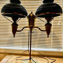 Antique Double Brass Student Lamp