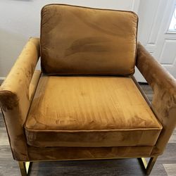 Camel Velvet Gold Accent Chair