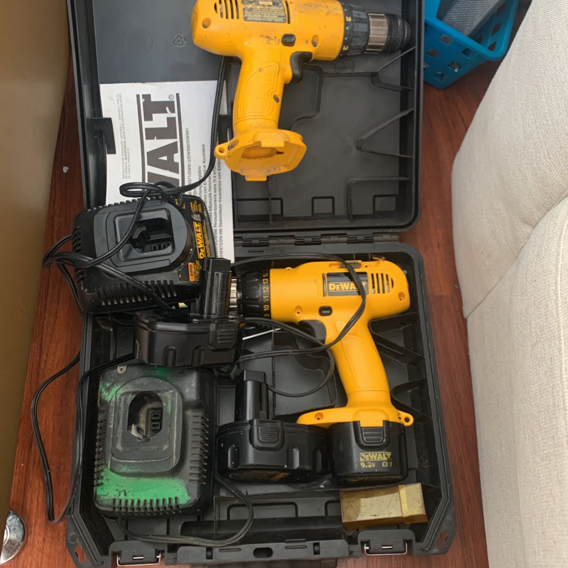 Two Dewalt Drills And Batteries (box not included)