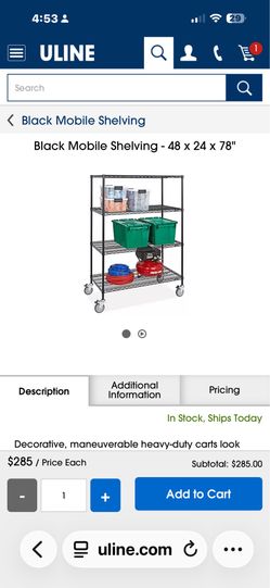 Wire shelving from Uline black like new