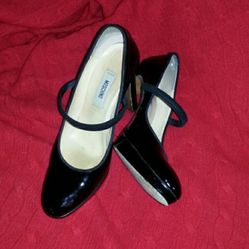 MOSCHINO Collection Black Patent Leather Mary Jane’s, Size 38/ US 8