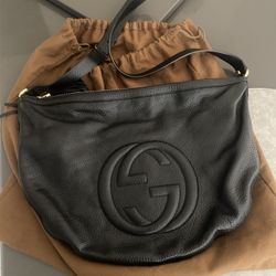 Black Leather Gucci Crossbody Or Shoulder Bag 