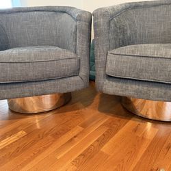 2 Blue Swivel Chairs