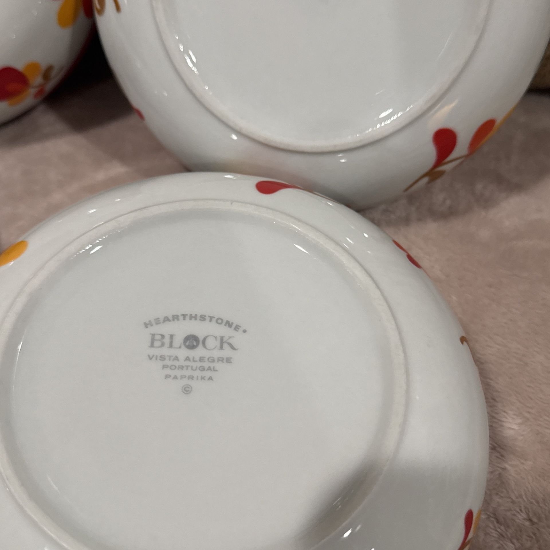 VTG Block Portugal PAPRIKA Vista Alegre Hearthstone Red Yellow Soup Cereal Bowls