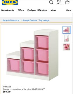 TROFAST Storage combination, white/pink, 39x173/8x37 - IKEA