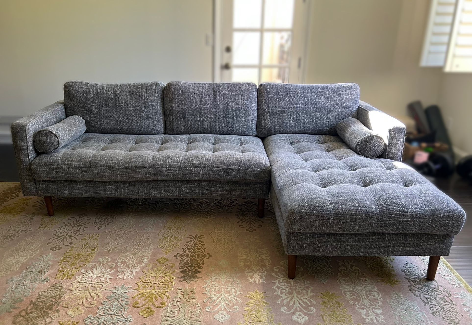 Castlery Madison Chaise Sectional Sofa / Couch - Right Facing Tweed