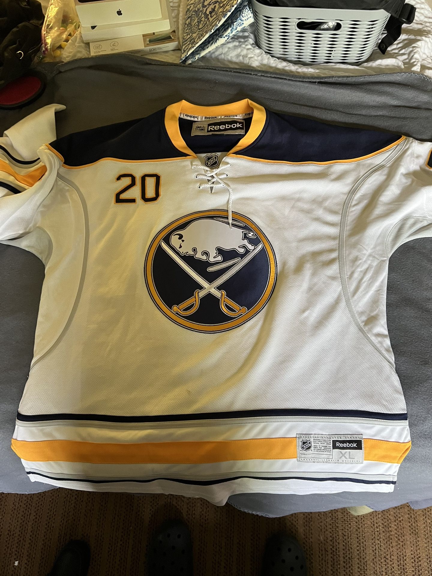 Mens XL #20 Rob Niedermayer Reebok White Away Premier Jersey