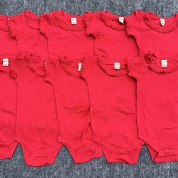 10 Baby Girl Onesies 18M Red Ruffle Bundle