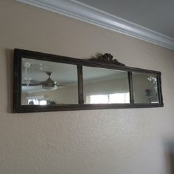 Antique Rectangular Mirror with Etching (in 1930-40s referred as a "Mantle Mirror")