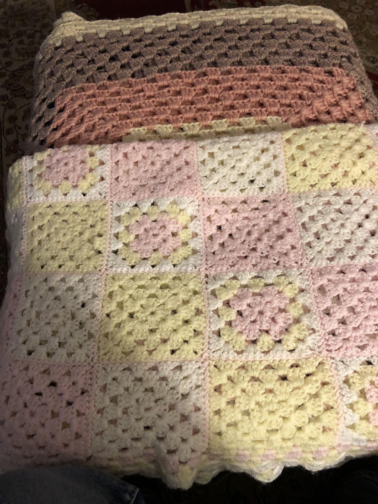 Crocheted baby blankets and crib sheets