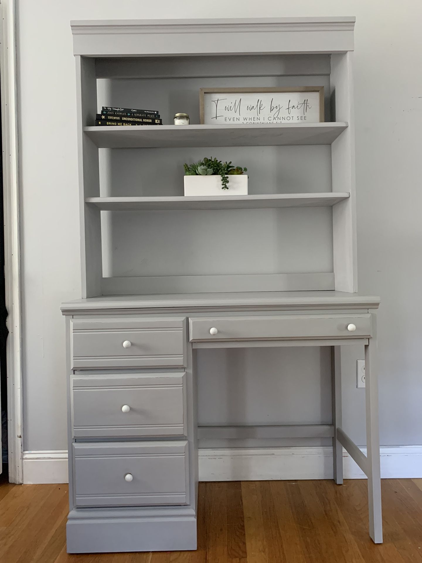 Wood Desk With Shelf