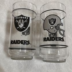Raiders Mobil Gas Station Vintage Glasses