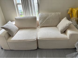 Brand New Modern Cream Loveseat / Sofa