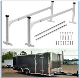 OUTPRIZE Aluminum Trailer Ladder Rack, 6FT to 9FT Adjustable Trailer Roof Ladder Rack for Universal Enclosed and Open Trailers, 400 lbs Capacity, Silv