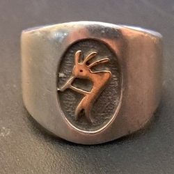 14k Gold And Sterling Ring RARE M. M. Rogers Vintage Bohemian Musician