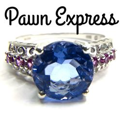 Sterling Silver Lovely Blue Stone Ring 