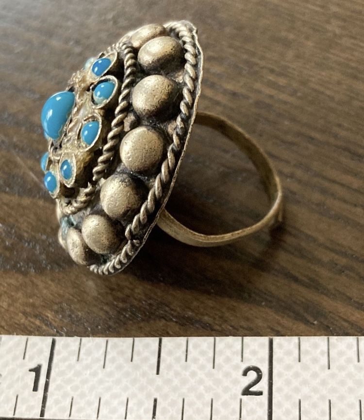 Vintage royal silver And Turquoise tone adjustable