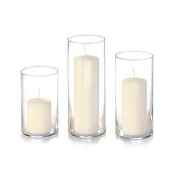 Pillar candles and vases
