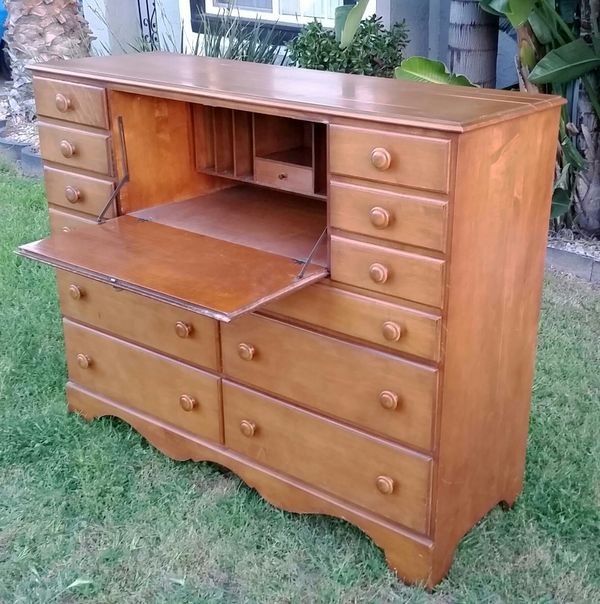 Antique Maple Wood Secretary By Crawford Furniture For Sale In Los