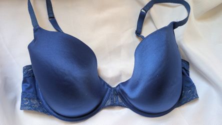 Womens Maidenform Blue Bra 38D I think. Custom Lift Pushup, Lace Band 07175 75th Anniversary Edition