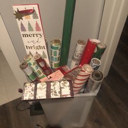 Lot of Christmas Wrapping Paper And Bag, Etc