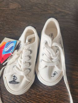 Kids White Canvas Low-Top Sneakers with Tags